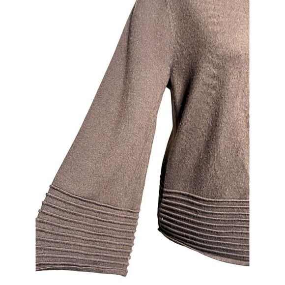 Cache Brown Trumpet Sleeve Heavy Wool Cardigan Sweater Size Medium - Picture 3 of 6